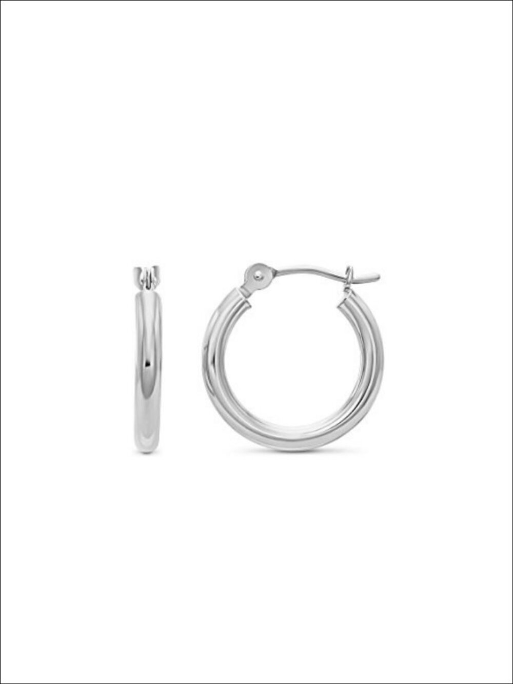 14k White Gold Classic Round Hoop Earrings